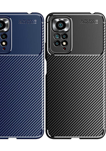 Xiaomi Redmi Note 11 Global Karbon Görünüm Negro Silikon Kılıf Ekran Koruyucu