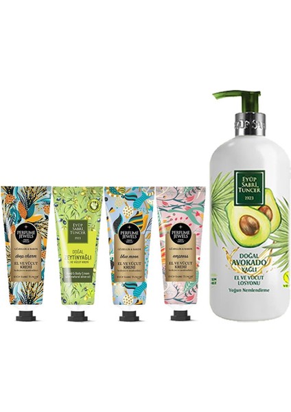 Perfume Jewels Empress, Deep, Blue, Zeytinyağlı El Kremi 50 ml ve Avokado Losyon 500 ml