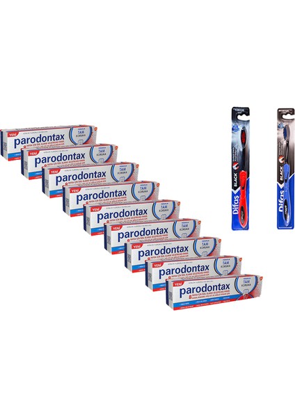 8 Fayda 450 ml ( 50 ml x 9 ) + Difaş Black Yumuşak Diş Fırçası x 2