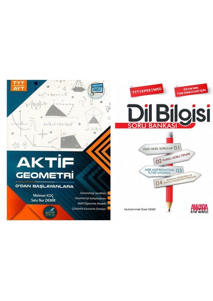 Aktif Öğrenme Yayınları TYT AYT Geometri 0’ Dan Başlayanlara ve Dil Bilgisi Soru Bankası Seti 2 Kitap