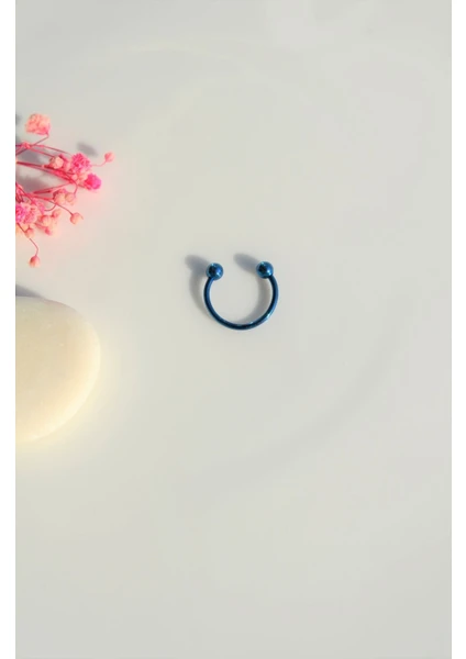 Sacce Scarves&Accessories 10 mm Parlament Mavi Çelik Top Uçlu Piercing Septum Helix Kıkırdak