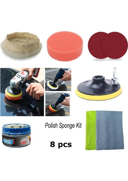 Araç Boya Tampon Cizik Giderici Pasta Cilalı Set Boya Temizleme Parlatma Polisaj Seti Matkap