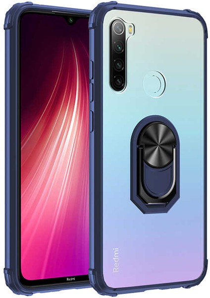 Xiaomi Redmi Note 8 Tam Korumalı Yüzüklü Renkli Kenarlı Manyetik Mola Kılıf
