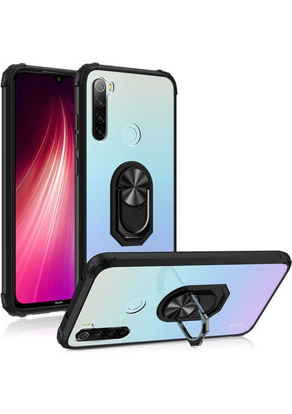 Xiaomi Redmi Note 8 Tam Korumalı Yüzüklü Renkli Kenarlı Manyetik Mola Kılıf