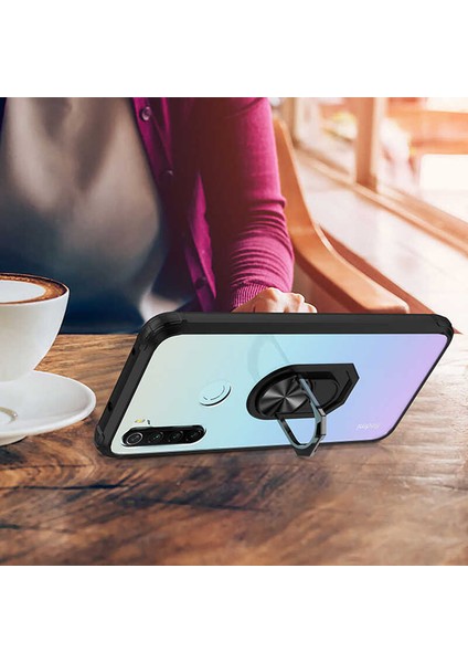 Xiaomi Redmi Note 8 Tam Korumalı Yüzüklü Renkli Kenarlı Manyetik Mola Kılıf