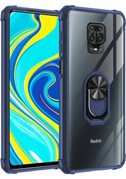 Xiaomi Redmi Note 9s Tam Korumalı Yüzüklü Renkli Kenarlı Manyetik Mola Kılıf