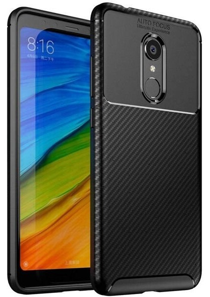 Xiaomi Redmi 5 Plus Karbon Görünüm Negro Silikon Kılıf Ekran Koruyucu