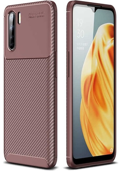Oppo A91 Karbon Görünüm Negro Silikon Kılıf Ekran Koruyucu