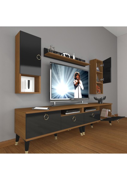 Eko 5220DA Mdf Gold Tv Ünitesi Tv Sehpası - Ceviz - Siyah