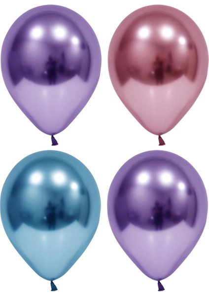 Mavi-Pembe-Mor Krom Balon 50 Adet