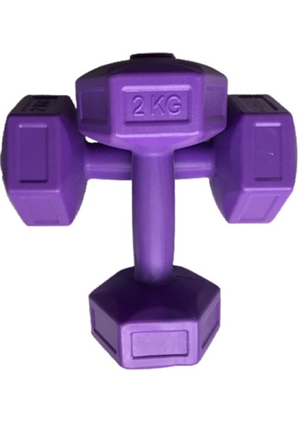 2 kg x 2 Adet Dambıl Vinyl Kaplı Dumbell Ağırlık - Mor