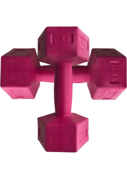 1 kg x 2 Adet Dambıl Vinyl Kaplı Dumbell Ağırlık-Pembe