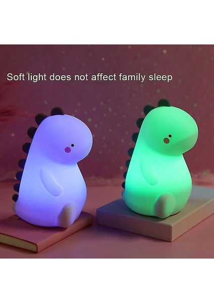 Lambalar Dinozor LED Lamba Silikon Başucu Lambası Mavi (Yurt Dışından)