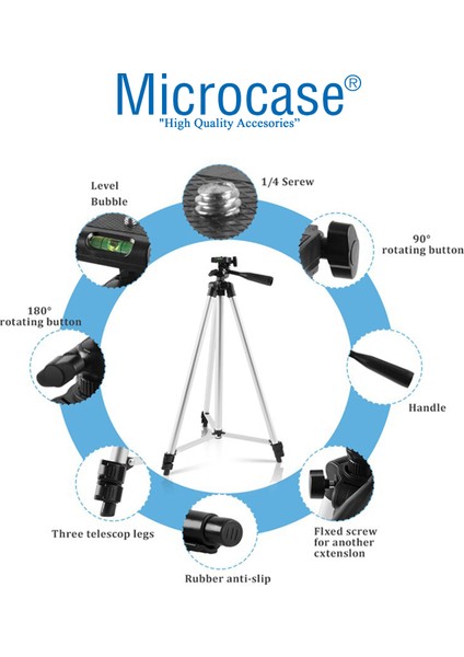 3110 3 Ayak Cep Telefonu Kamera Tripodu 106 cm + Döner Başlık Telefon Tutucu - AL2916
