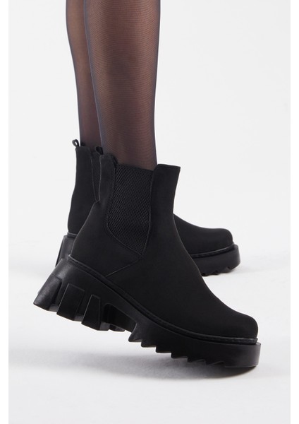 Kadın Siyah Süet Lastikli Rahat Kalıp Bot modelleri