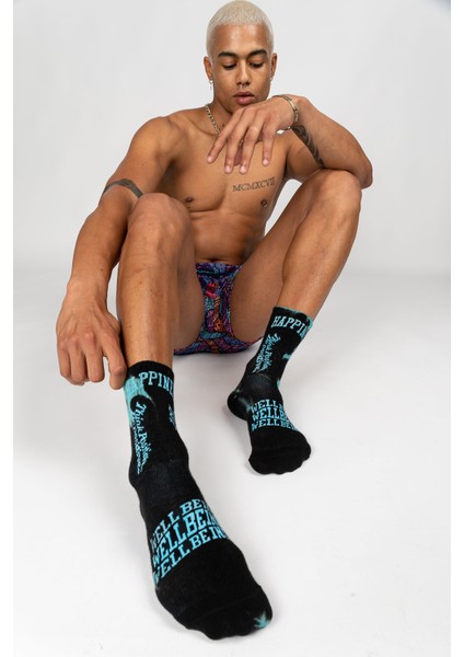 Smile - Dye Unisex Batik Desenli Dikişsiz Tenis Çorap - Mist indirimleri