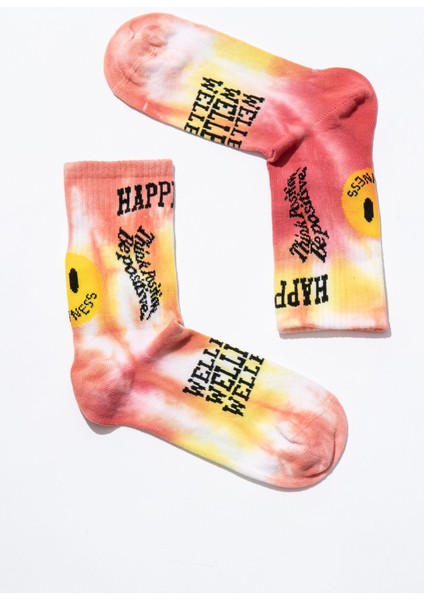 Smile - Dye Unisex Batik Desenli Dikişsiz Tenis Çorap - Be Positive fiyatları