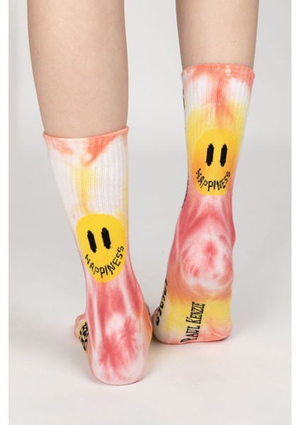 Smile - Dye Unisex Batik Desenli Dikişsiz Tenis Çorap - Be Positive fırsatları