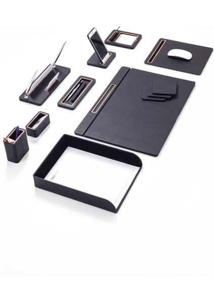 Capella Deri Sümen Takımı 10 Parça Kapaklı Model Tekli Evrak Raflı modelleri