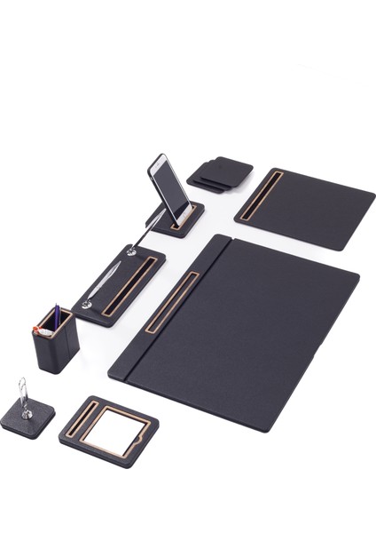 Pera Deri Sümen Takımı 8 Parça Kapaklı Model