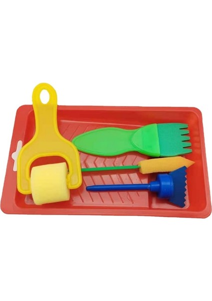 5 Paket Çocuklar Sünger Damga Boyama Fırça Tepsisi Kırmızı Tepsi(Yurt Dışından)