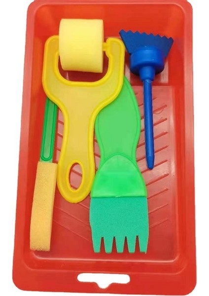 5 Paket Çocuklar Sünger Damga Boyama Fırça Tepsisi Kırmızı Tepsi(Yurt Dışından) fiyatları