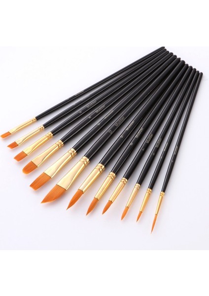 12 Adet/set Çok Fonksiyonlu Gouache Yağı Fırçası Siyah(Yurt Dışından) fırsatları
