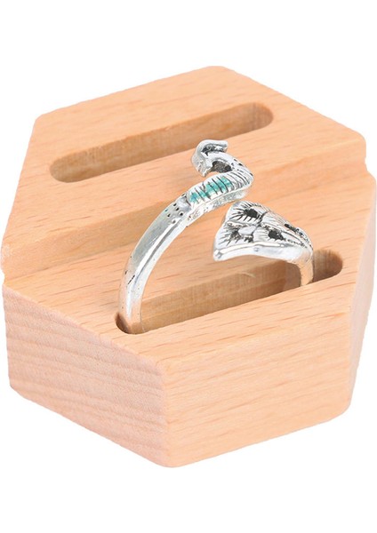 Ahşap Yüzük Tutucu Ring Standı Rustik Yeniden Kullanılabilir Ekran Düğün Dükkanı Hexagon 2 Yuvası (Yurt Dışından)
