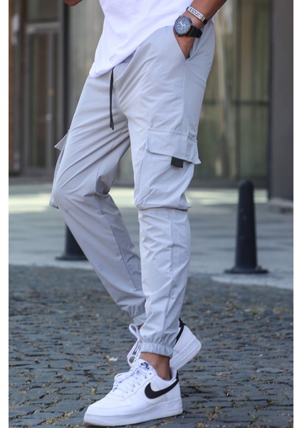 Boyalı Gri Kargo Cep Erkek Jogger Pantolon 5461