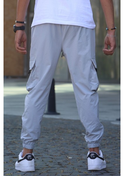 Boyalı Gri Kargo Cep Erkek Jogger Pantolon 5461