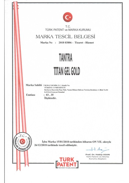 Tantra Titan-Gel-Gold-Genital Bakım Jeli 50 ml +Laxpel Macun