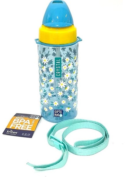 Mavi Crystal Tritan Desenli Pipetli Matara Suluk 500 ml modelleri