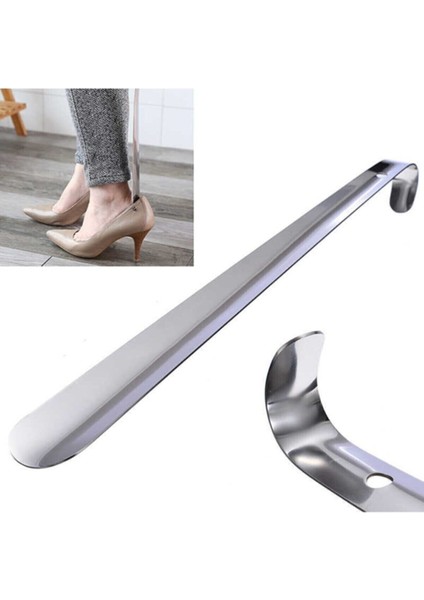 Uzun Kerata Ayakkabı Çekeceği Metal Kalın Çelik Kerata Krom 75 cm