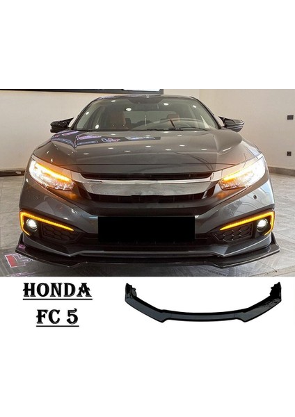 Honda Civic Fc5 Için 2016 - 2019 3 Parça Piono Black Ön Lip