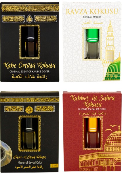 Kabe Örtüsü Kokusu Medine Ravza Kokusu Hacerül Esved Kokusu Ve Kubbetül Sahra Kokusu Alkolsüz Esans 3ml