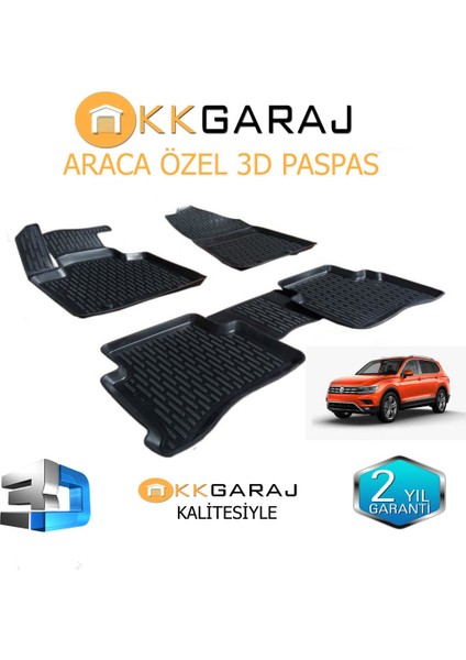 KK Garage Volkswagen Tiguan 2016+ Araca Özel 3D Paspas