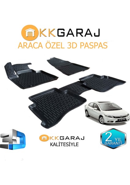 KK Garage Honda Civic Fb7 2012-2016  Araca Özel 3D Paspas