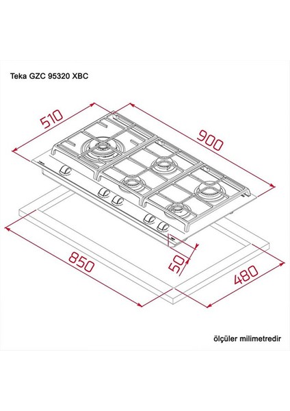 Gzc 95320 xbc Ankastre Ocak Siyah Cam - Doğalgazlı