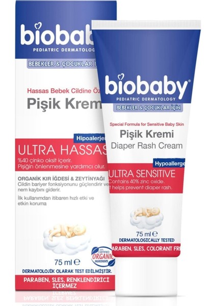 Biobaby Bebek Pişik Kremi %40 Çinko 75 gr - Organik Kır Iğdesi Yağı Ve Zeytinyağı Içerir