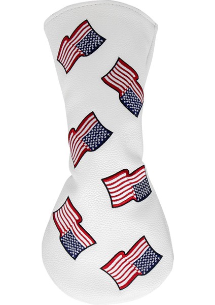 Golf Head, Premium Deri Kapaklar Us Flag Golf Aksesuarları Woods Hibritleri Beyaz 1 (Yurt Dışından)