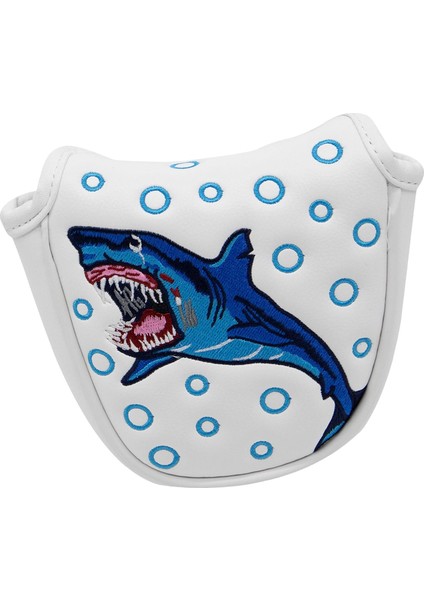 Pu Shark Desen Golf Mallet Putter Kafa Kapağı Blade Club Guard Headcover Beyaz (Yurt Dışından)