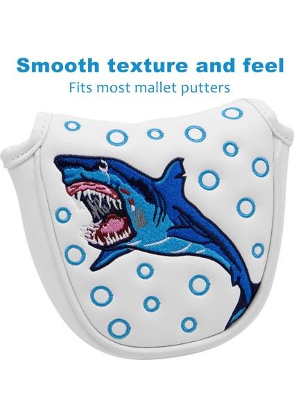Pu Shark Desen Golf Mallet Putter Kafa Kapağı Blade Club Guard Headcover Beyaz (Yurt Dışından) indirimleri