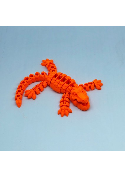 3D Hareketli Timsah Figürlü Oyuncak & Masa Dekoru - Turuncu