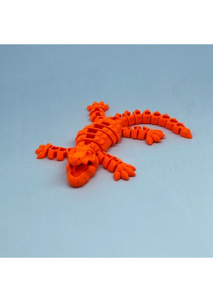 3D Hareketli Timsah Figürlü Oyuncak & Masa Dekoru - Turuncu
