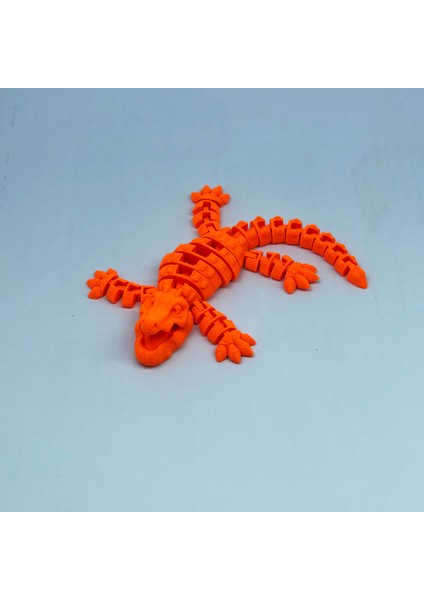3D Hareketli Timsah Figürlü Oyuncak & Masa Dekoru - Turuncu