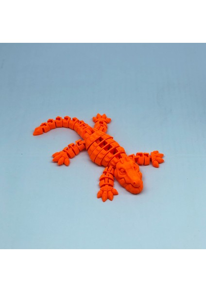 3D Hareketli Timsah Figürlü Oyuncak & Masa Dekoru - Turuncu