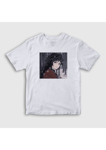 Unisex Çocuk Beyaz Winter Giyu Tomioka Anime Demon Slayer Kimetsu No Yaiba T-Shirt