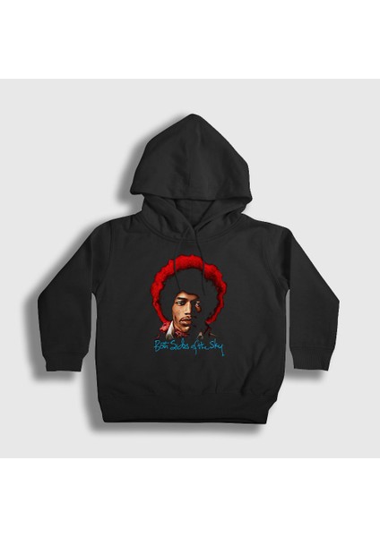 Unisex Çocuk Siyah Both Side Of The Sky Jimi Hendrix Kapüşonlu Sweatshirt