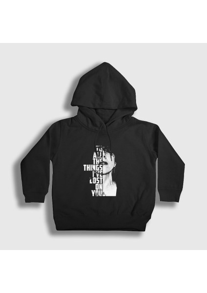 Unisex Çocuk Siyah Lost On You Lp Laura Pergolizzi Kapüşonlu Sweatshirt