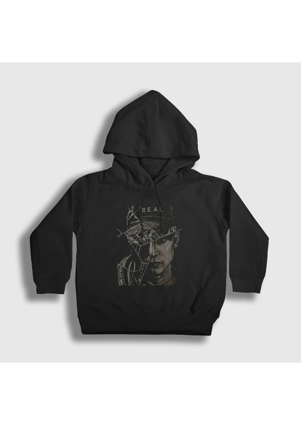 Unisex Çocuk Siyah Broken Rapper NF Kapüşonlu Sweatshirt